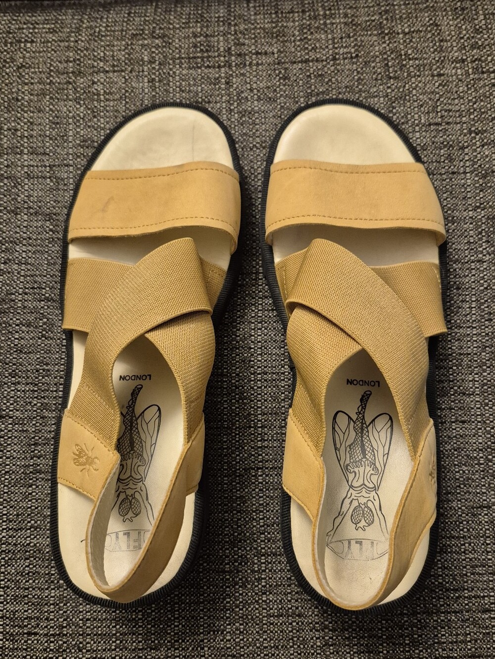 Fly London Taji Yellow Strap Platform Sandals Size 8-8.5 (39) - Picture 6 of 12